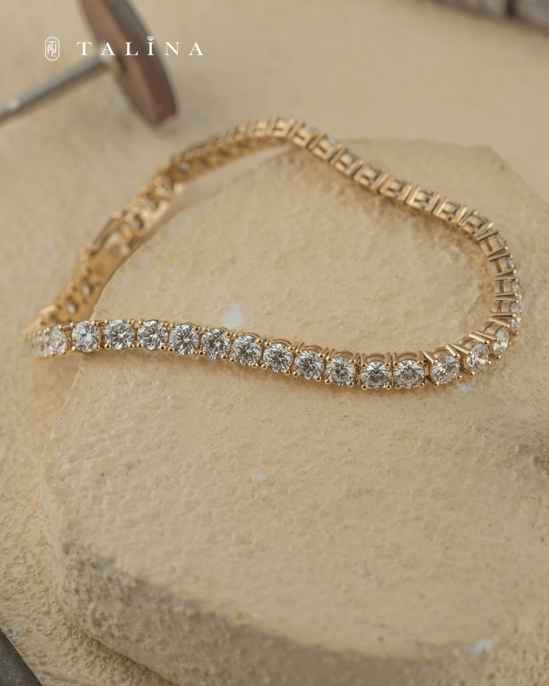 10K Yellow Gold 3.5MM Lab Diamond Classic Tennis Bracelet